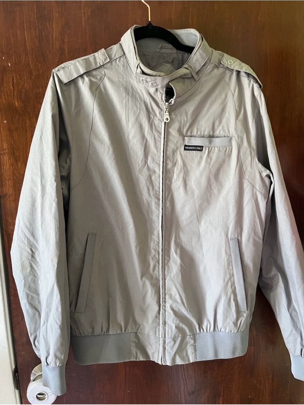 Members Only Light Gray Zip Bomber Jacket